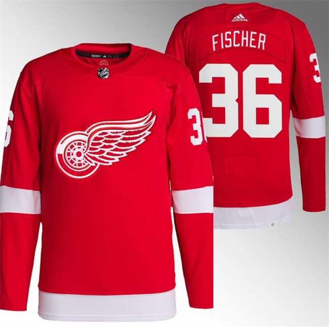 Mens Detroit Red Wings #36 Christian Fischer Red Stitched Jersey Dzhi->->NHL Jersey